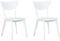 Set di 2 sedie da pranzo Seduta in MDF bianco Gambe in legno di gomma Schienale curvo senza braccioli