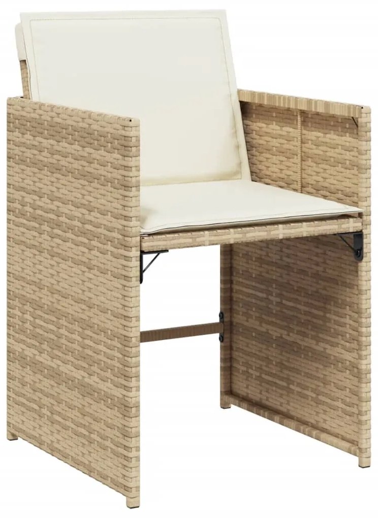 Set da pranzo da giardino 15 pz con cuscini beige in polyrattan