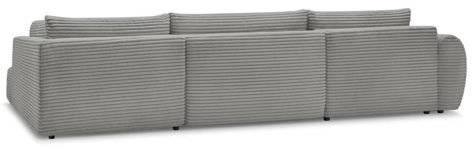 Divano angolare grigio scuro allungabile/con contenitore (con penisola a destra/a U) con rivestimento in velluto a coste Lucien – Bobochic Paris