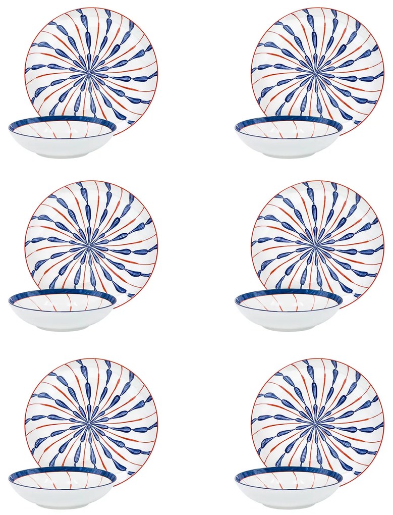 Servizio 12 piatti porcellana Euphoria blu