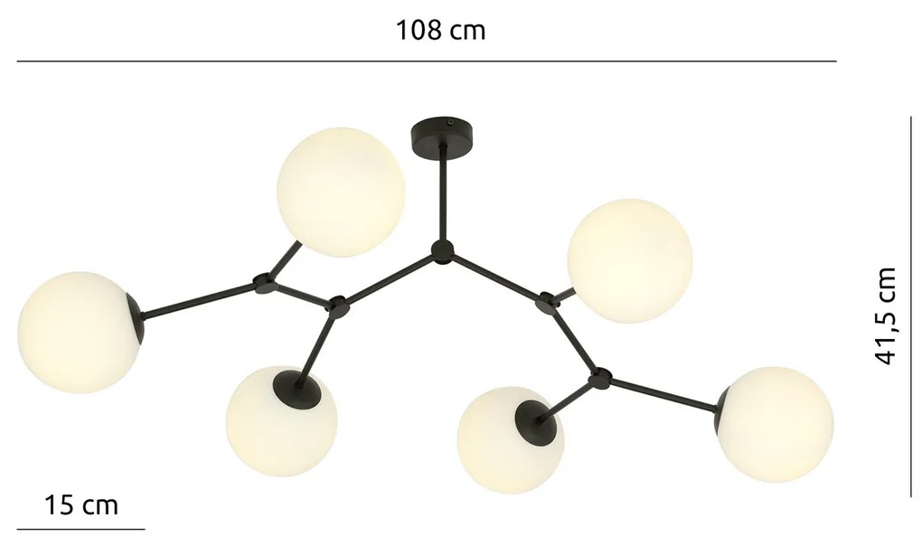 Plafoniera Minimal Iperione Acciaio Nero Bianco 6 Luci E14 Ip20