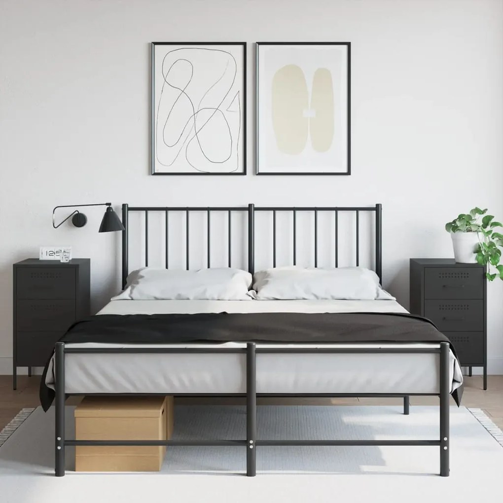 Comodini 2 Pz Neri 36x39x68 Cm İn Acciaio /