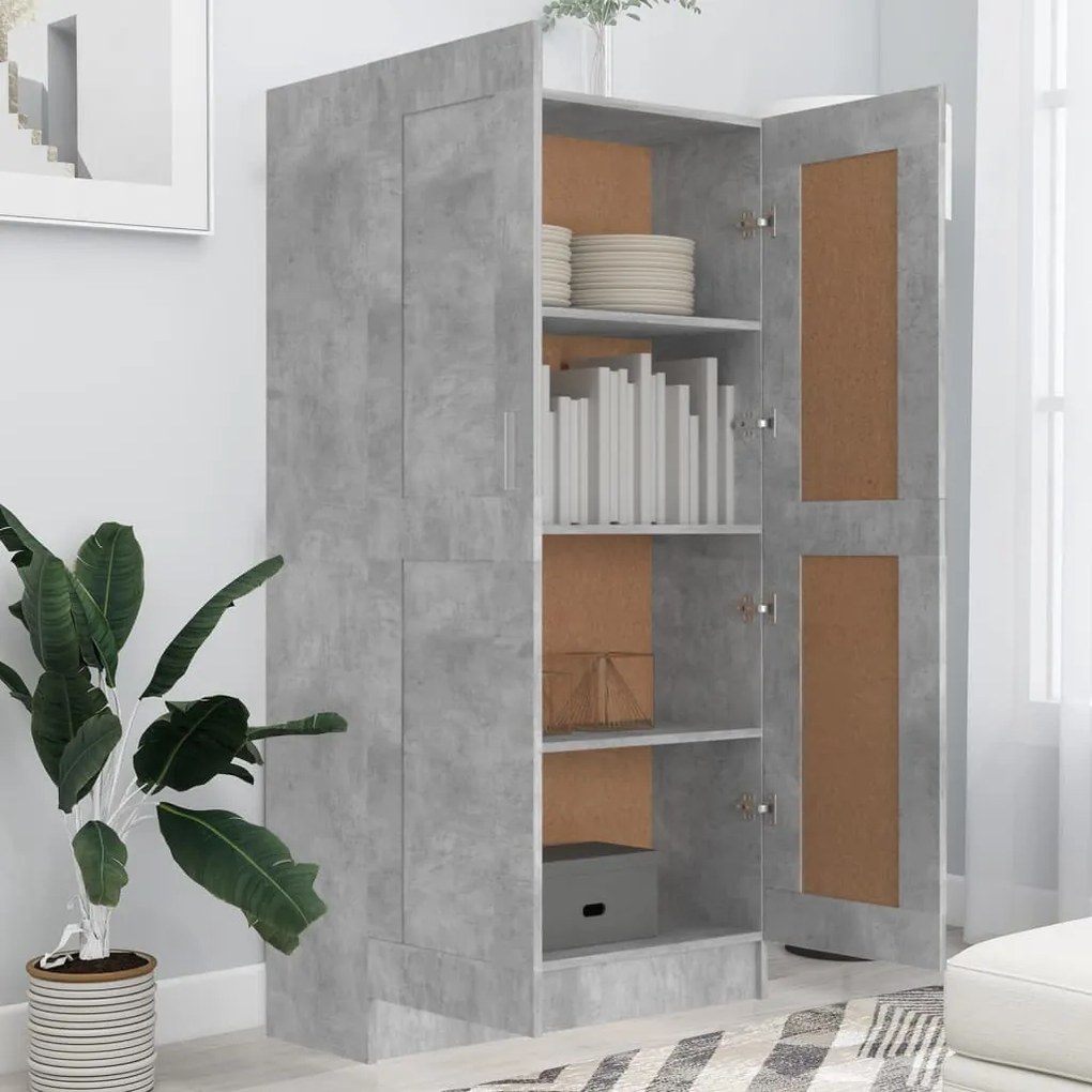 Libreria grigio cemento 82,5x30,5x150 cm in legno multistrato