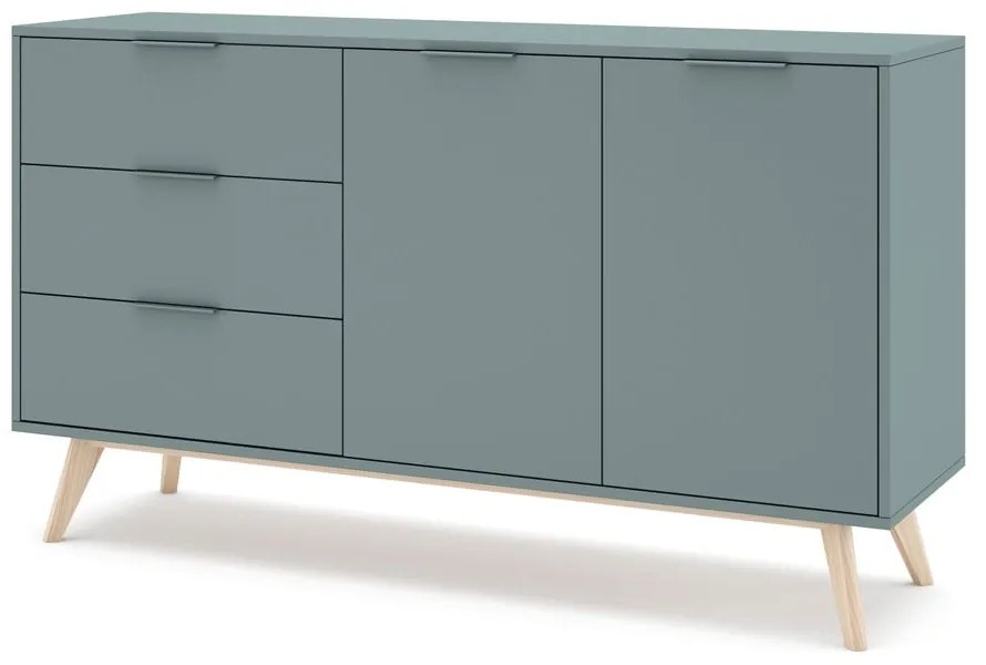 Cassettiera bassa grigio-verde 140x81 cm Pisco - Marckeric