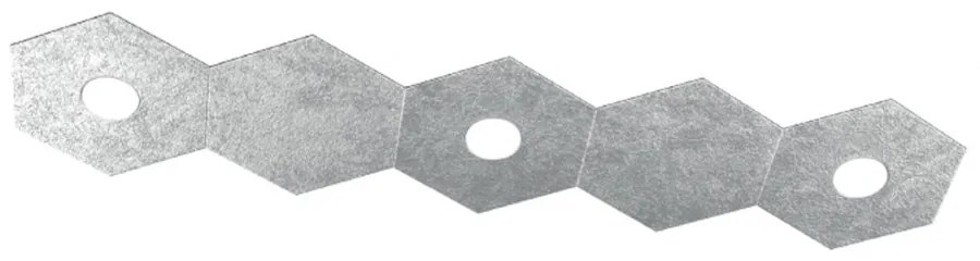 Plafoniera Moderna 5 Moduli Hexagon Metallo Foglia Argento 3 Luci Led 12X3W