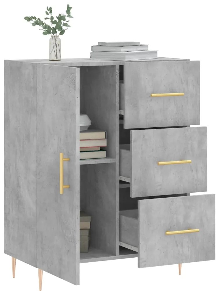 Credenza Grigio Cemento 69,5x34x90 cm in Legno Multistrato