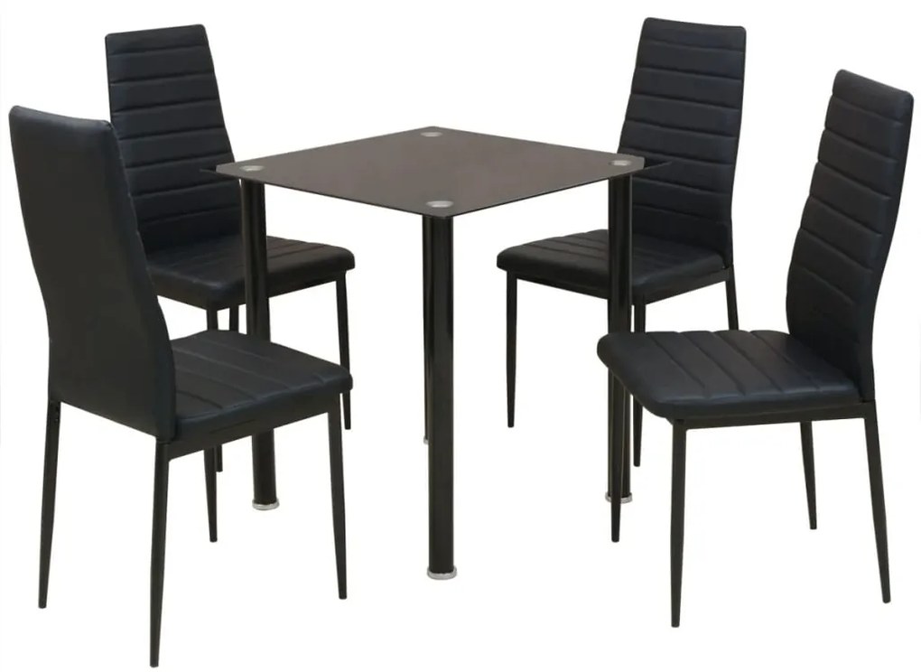 Set Tavolo E Sedie Da Pranzo 5 Pz Nero /