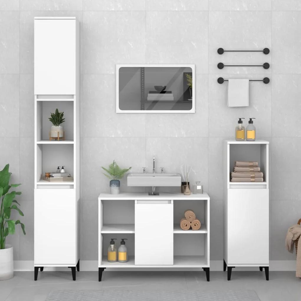 Mobile lavabo bianco 80x33x60 cm in legno multistrato