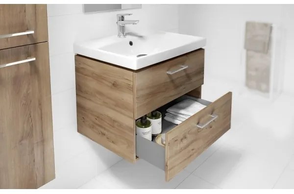 Cersanit S801-153-DSM - Mobile bagno sospeso con lavabo LARA COMO noce