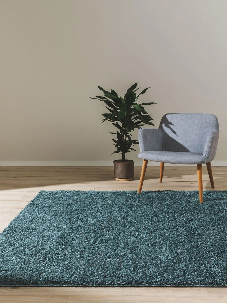 benuta Basic Tappeto a pelo lungo Soho Azzuro 80x150 cm - Tappeto design moderno soggiorno
