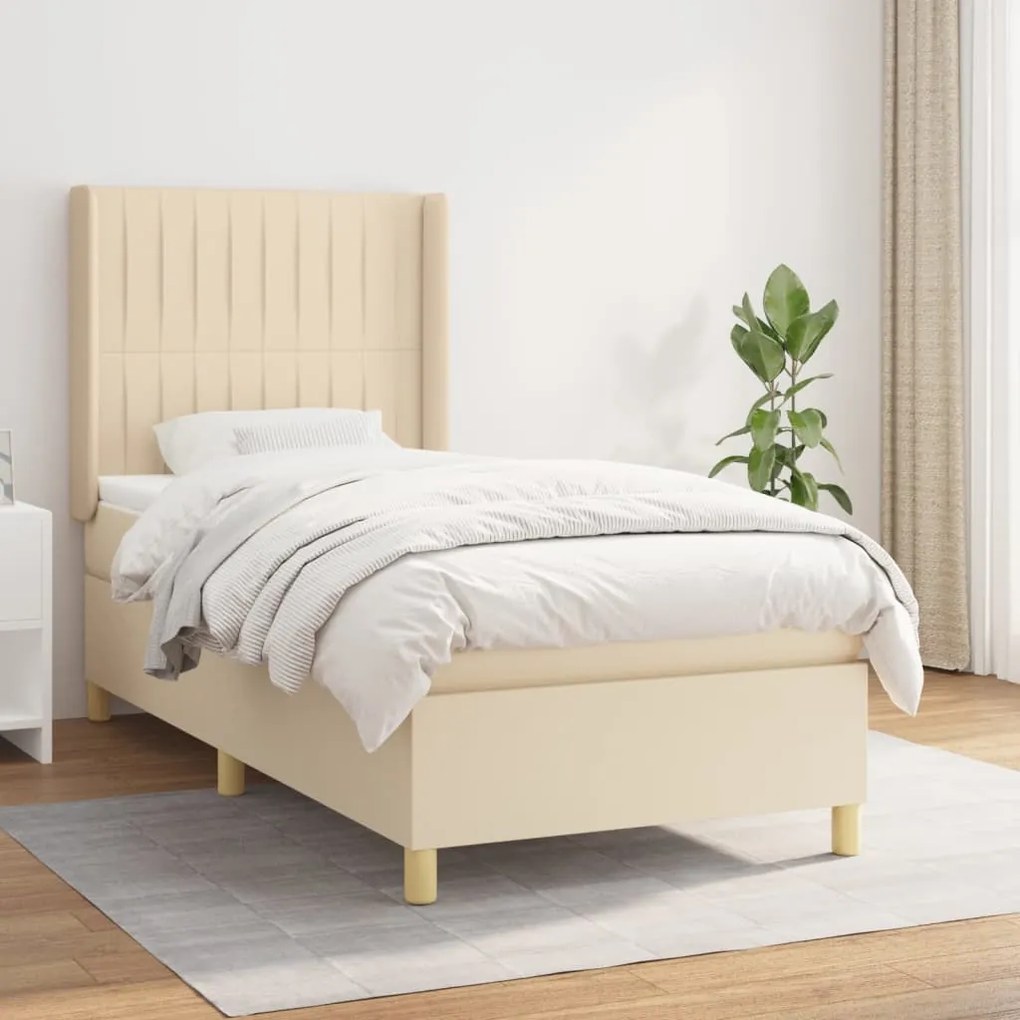 Giroletto A Molle Con Materasso Crema 100x200 Cm İn Tessuto /