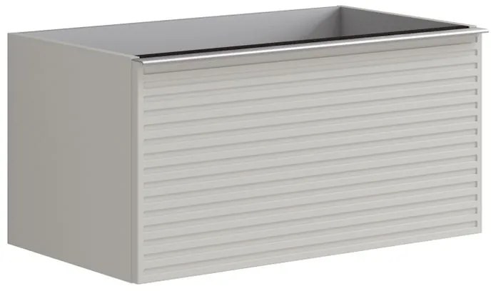 Mobile da bagno sospeso sotto lavabo L 80 x H 40 x P 45.5 cm grigio laccato opaco, 2 cassetti Pixel stripes