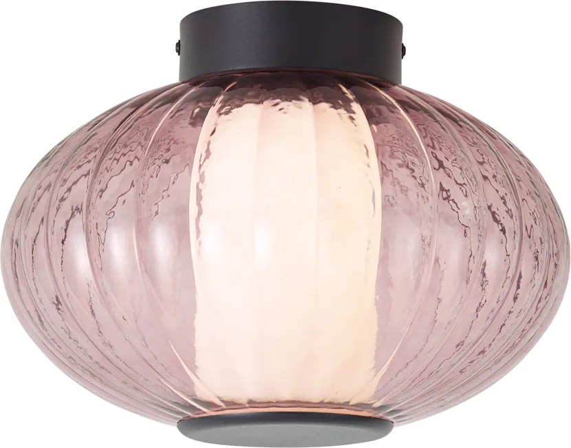 Plafoniera di design nera 28 cm con vetro viola con LED dimmerabile a 3 livelli - Margherite
