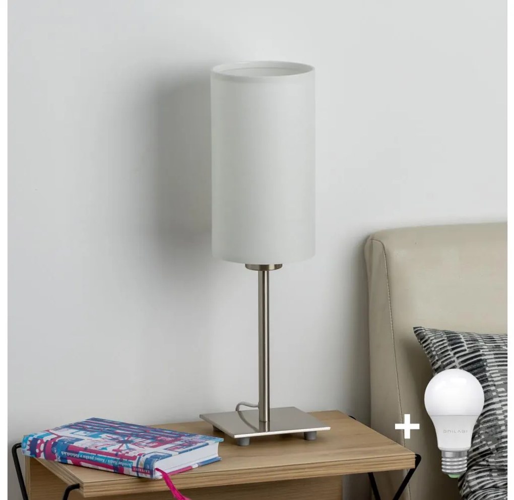 Eglo - Lampada da tavolo LED TUNJA 1xE27/60W/230V 26,5 cm cromo opaco/bianco