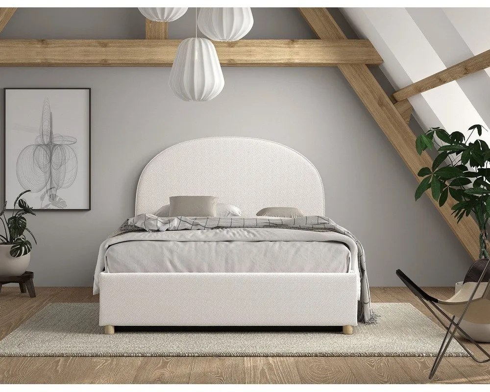 Letto matrimoniale imbottito bianco con contenitore con rete inclusa 140x200 cm Moon – Vipack