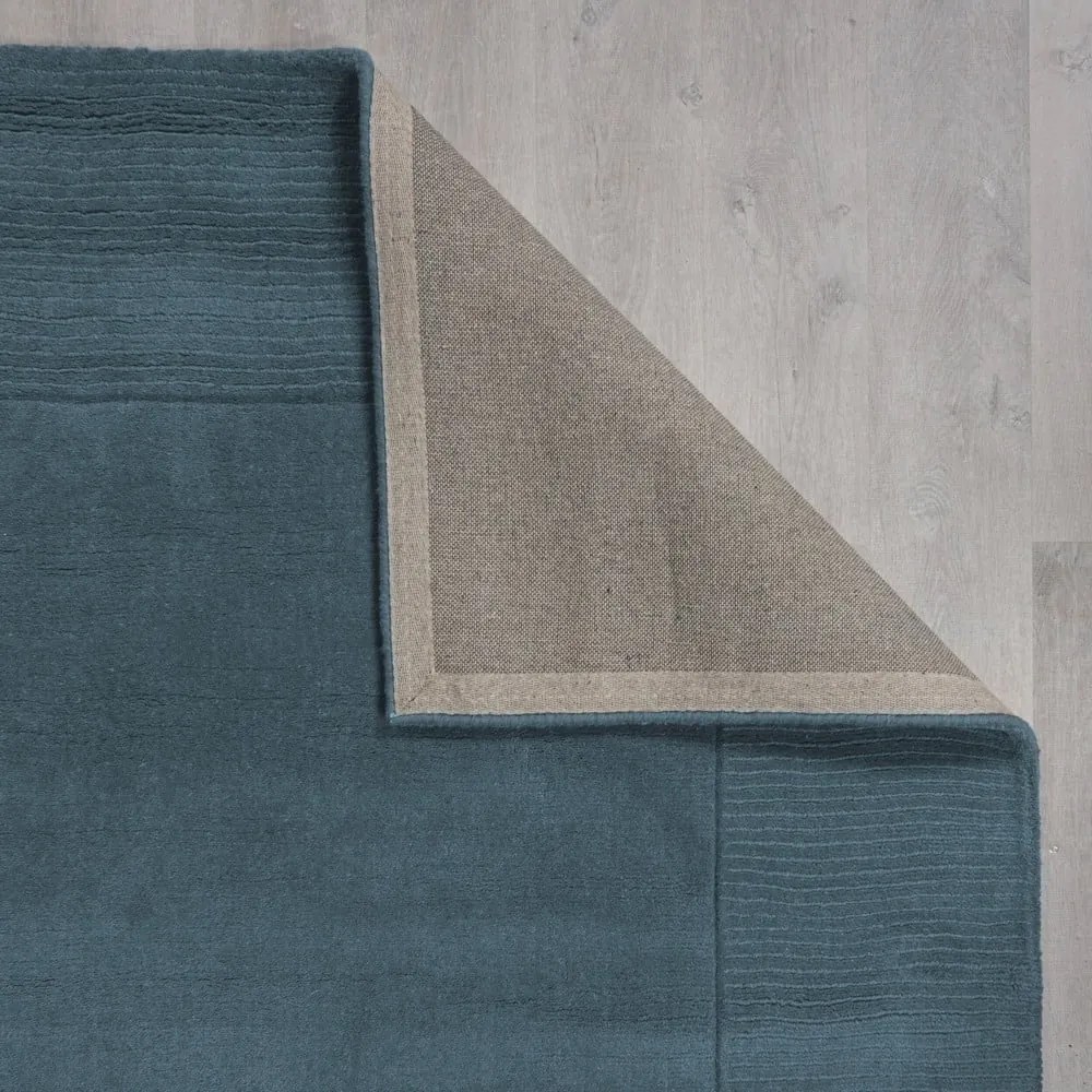 Tappeto blu in lana tessuto a mano 160x230 cm Textured Wool Border – Flair Rugs