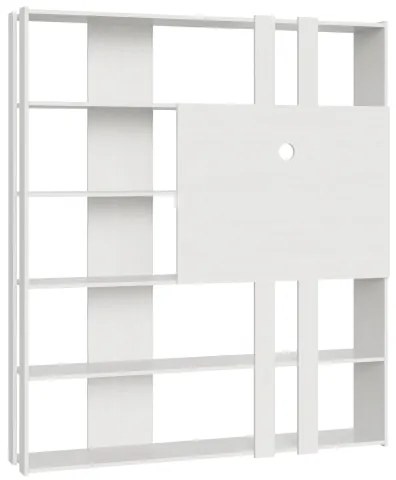 Libreria in legno Bianco Frassino 178x204h cm con pannello TV - KATO L