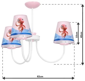 Lampadario per bambini su palo OCTOPUS 3xE14/40W/230V