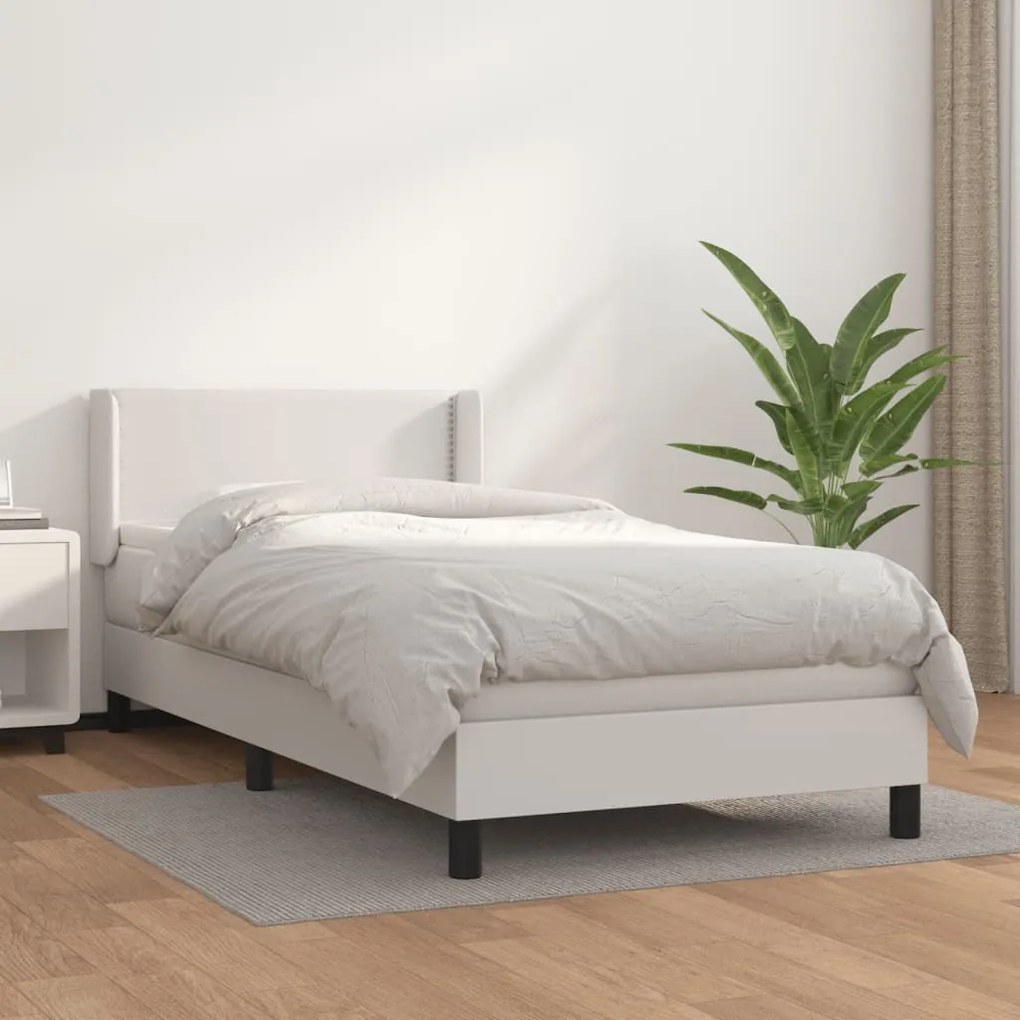Giroletto A Molle Con Materasso Bianco 90x190 Cm İn Similpelle /
