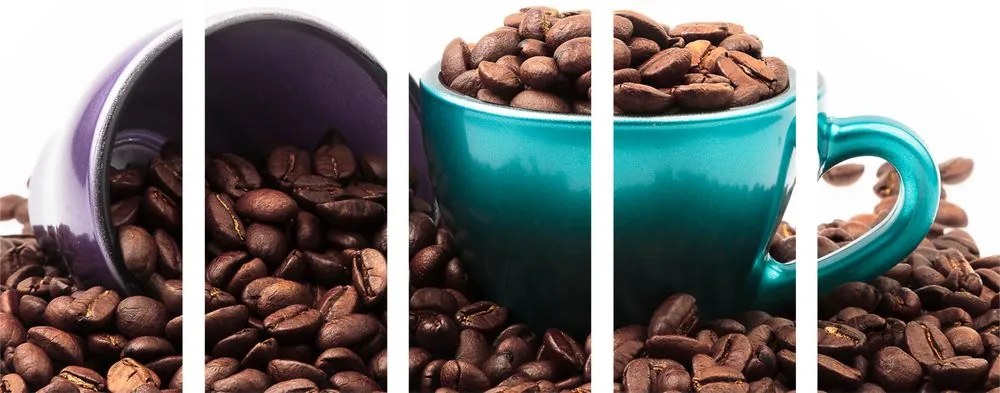 Quadri 5 pezzi – Tazze con chicchi di caffè