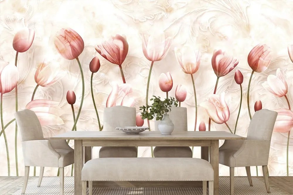 Carta da parati – Tulipani rosa antico