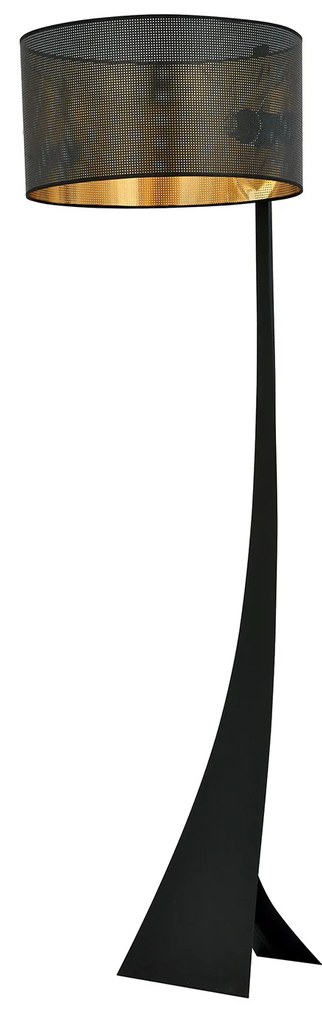 Piantana Contemporaneo Indra Acciaio Nero Oro 1 Luce E27 Ip20