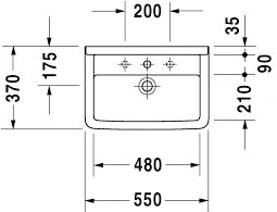 Lavabo Monoforo 55x37 Bianco Starck3 Compact 030155 Duravit