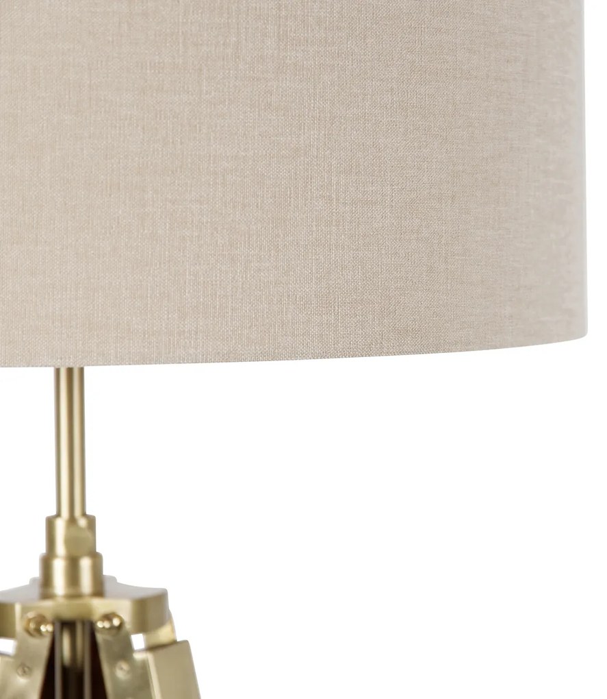 Lampada da terra in ottone con paralume marrone chiaro 50 cm treppiede - Cortin
