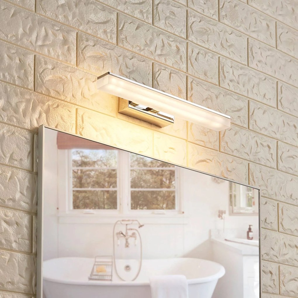 Lucande Applique LED per il bagno Julie, 32 cm, cromo, metallo, IP44