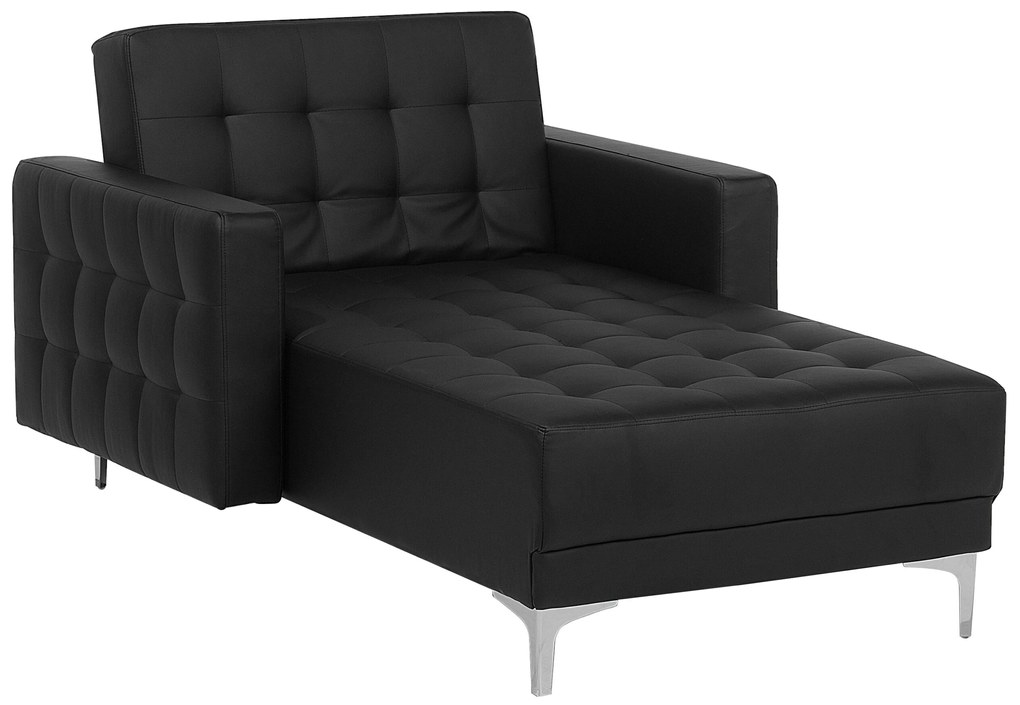 Chaise longue in pelle sintetica nera ABERDEEN Beliani