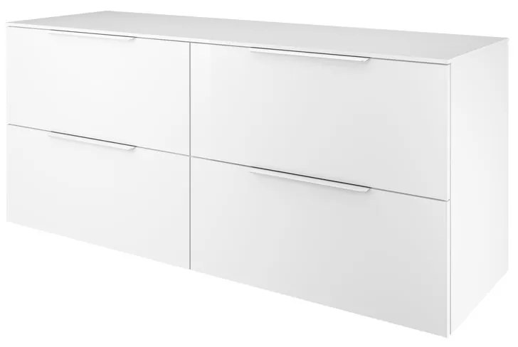 Mobile da bagno sotto lavabo Neo bianco laccato lucido L 150 x H 65 x P 48 cm 4 cassetti, lavabo non incluso