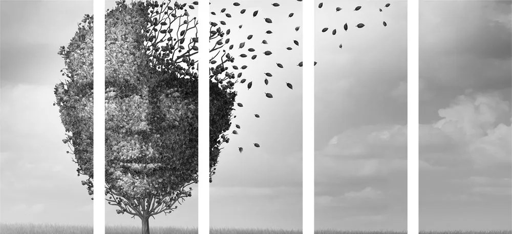 Quadri 5 pezzi – Volto astratto simile a un albero
