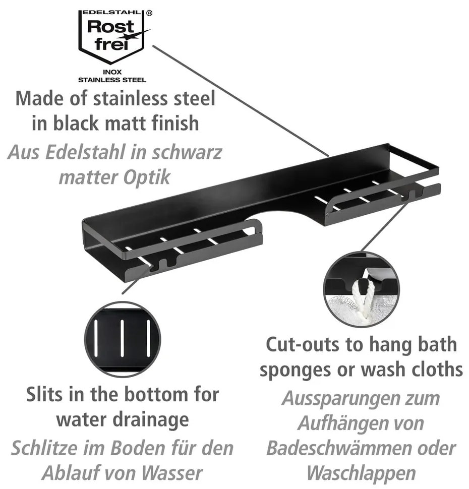Mensola da bagno autoportante in acciaio inox nero Altarella - Wenko