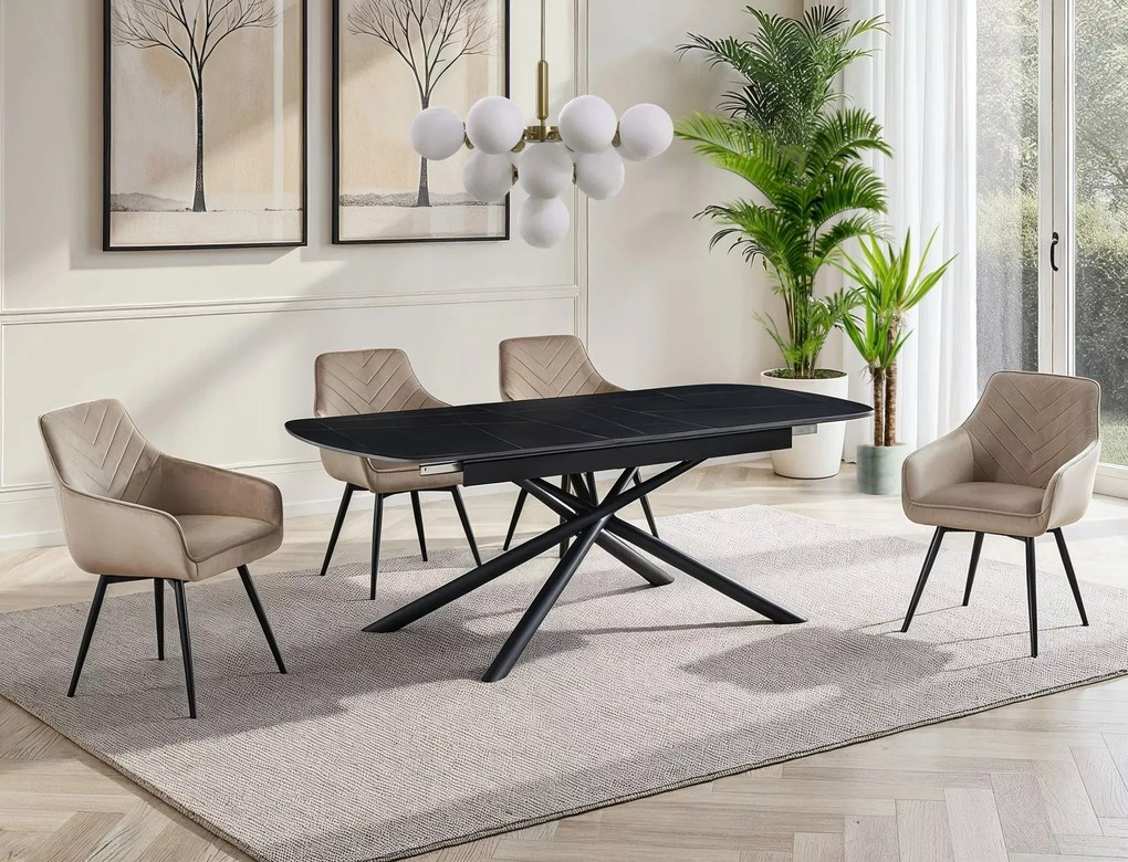 Tavolo Vector allungabile in ceramica nero opaco – 180/220x90x75 cm