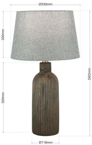 Orion LA 4-1226 - Lampada da tavolo ORCHID 1xE27/40W/230V ceramiche marrone/grigio