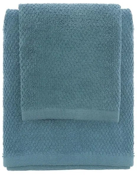 Set asciugamani bagno blu per viso e ospite in cotone puro Spring
