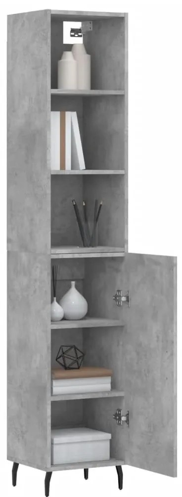 Credenza Grigio Cemento 34,5x34x180 cm in Legno Multistrato