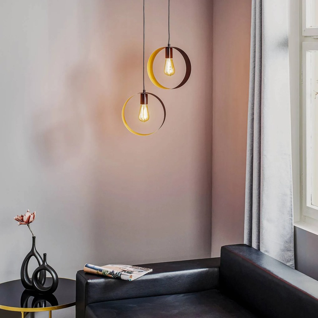 SIGMA Lampada a sospensione Hula, 2 luci, nero/oro