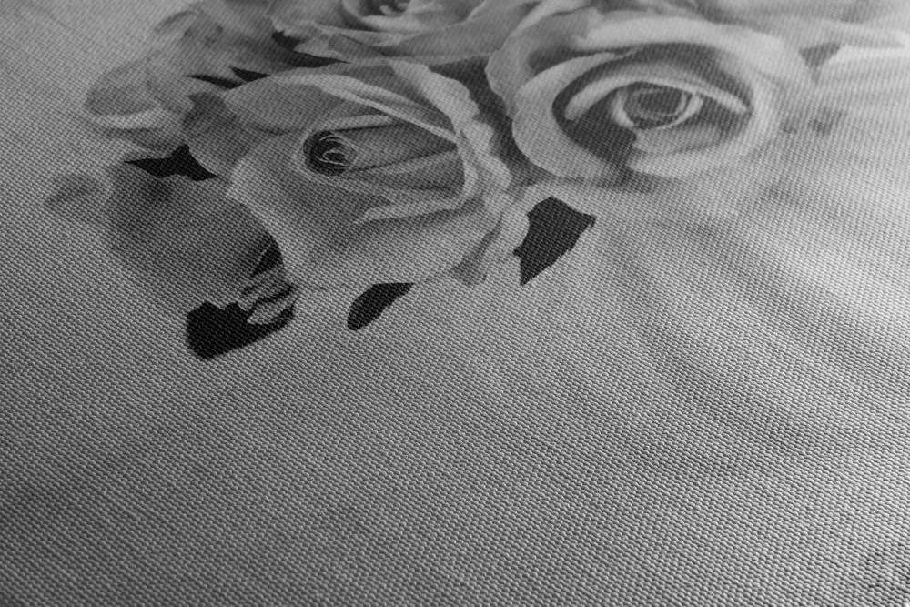 Stampa su tela – Rose nel vaso in bianco e nero