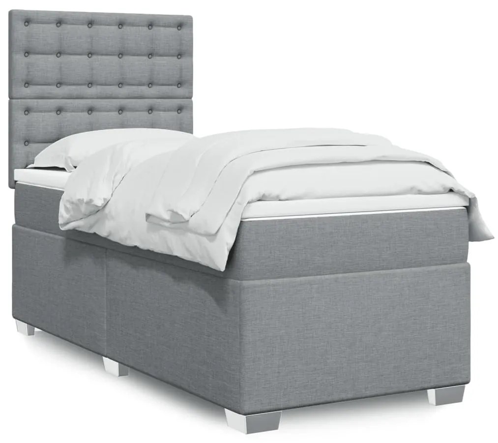 Giroletto A Molle Con Materasso Grigio Chiaro 90x200 Cm Tessuto /