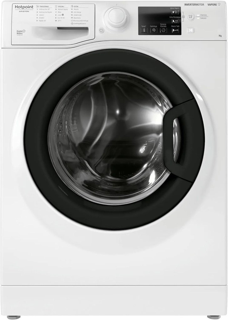 Lavatrice Slim Hotpoint RSSGR527BI, 7 kg, Classe B, Igiene e Refresh Vapore