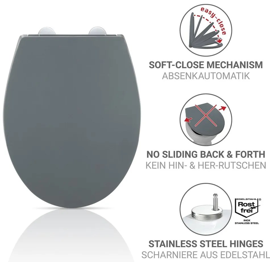 Sedile WC con chiusura Easy-Close (automatica) 37 x 44,5 cm Ostuni – Wenko