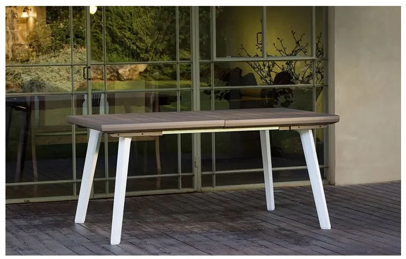 Tavolo da giardino legno chiaro/argento 200 x 90 cm VIAREGGIO 