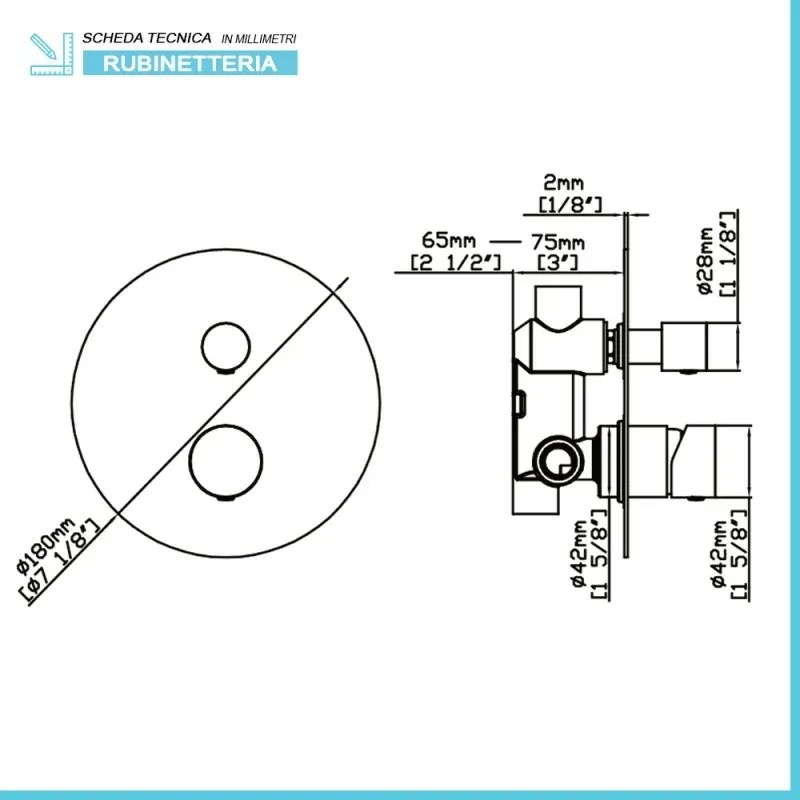 Set doccia incasso satinato con soffione 30 e kit doccia completo Gemini