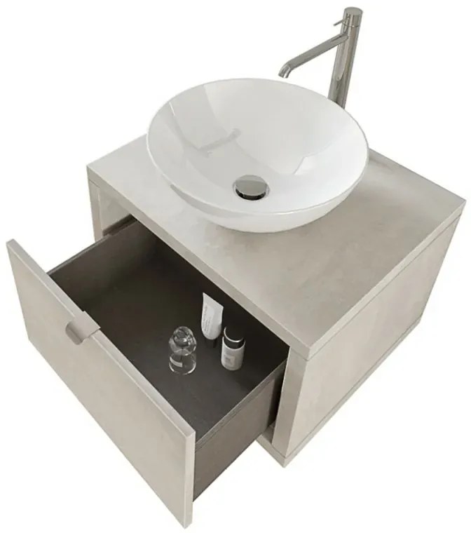 Mobile bagno sospeso 60 cm grigio nuvola Master lavabo 40 e specchio