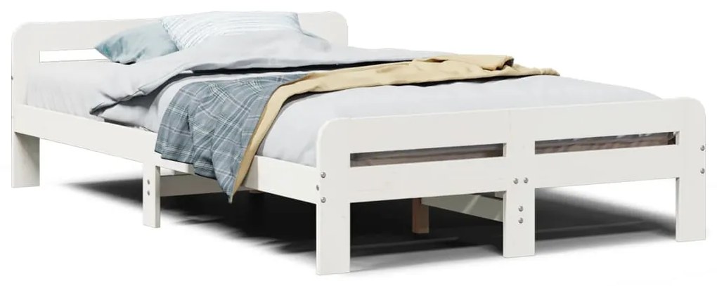 Letto senza materasso bianco 120x190 cm legno massello di pino