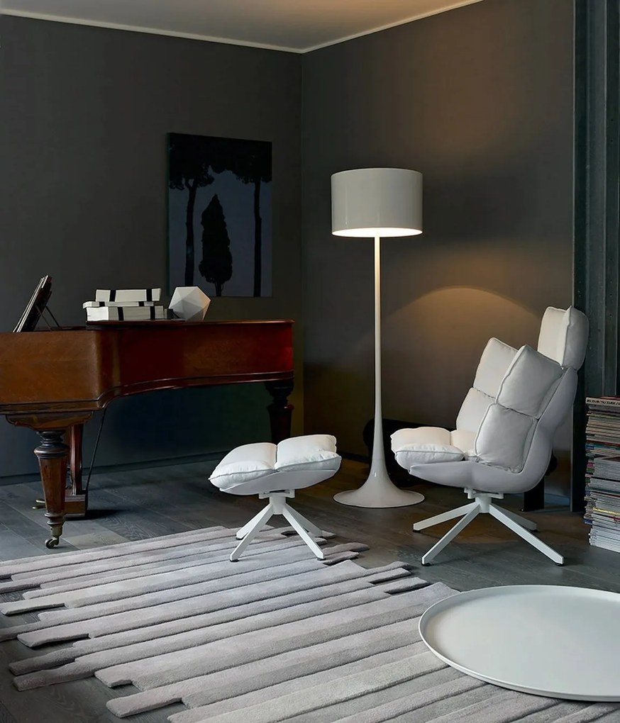 Flos Spun Light Floor Lampada H.176 cm da pavimento a luce diffusa con dimmer in metallo Bianco lucido