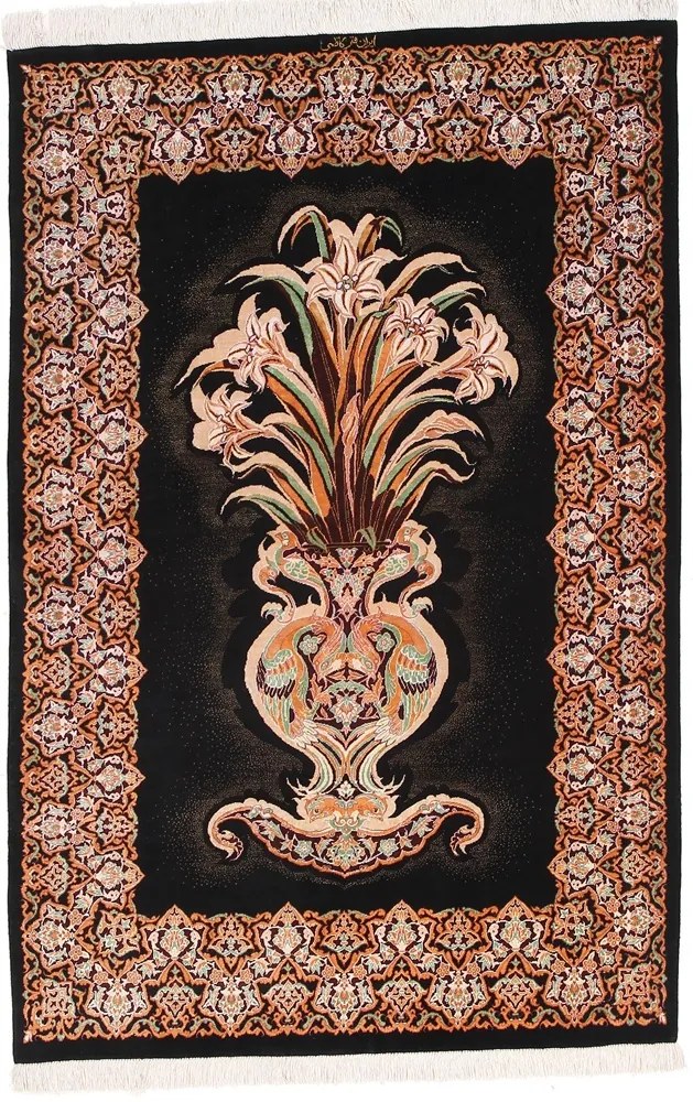Ghom Tappeto persiano 150 x 100 Rosa (Iran) Annodato A Mano