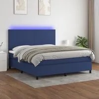 Letto a Molle con Materasso e LED Blu 160x200 cm in Tessuto cod mxl 35763