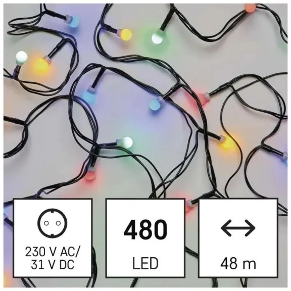 Catena luminosa 480 LED / 8 funzioni, 53 m, IP44, multicolore